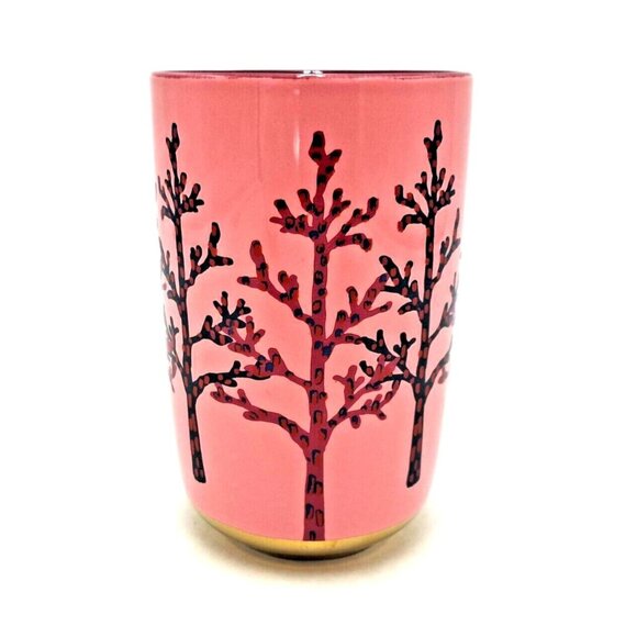 Davids Tea Nordic Mug Birch Tree Coral Pink Burgundy Ceramic Gold Dipped 16 oz - Picture 2 of 7